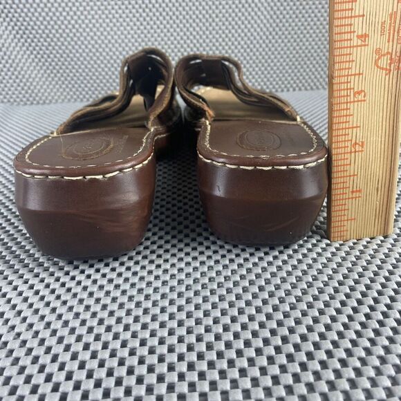 Dr Scholls Wedge Sandals Women shoes 9 Brown Leather Open Toe Comfort Shoes - Picture 8 of 11